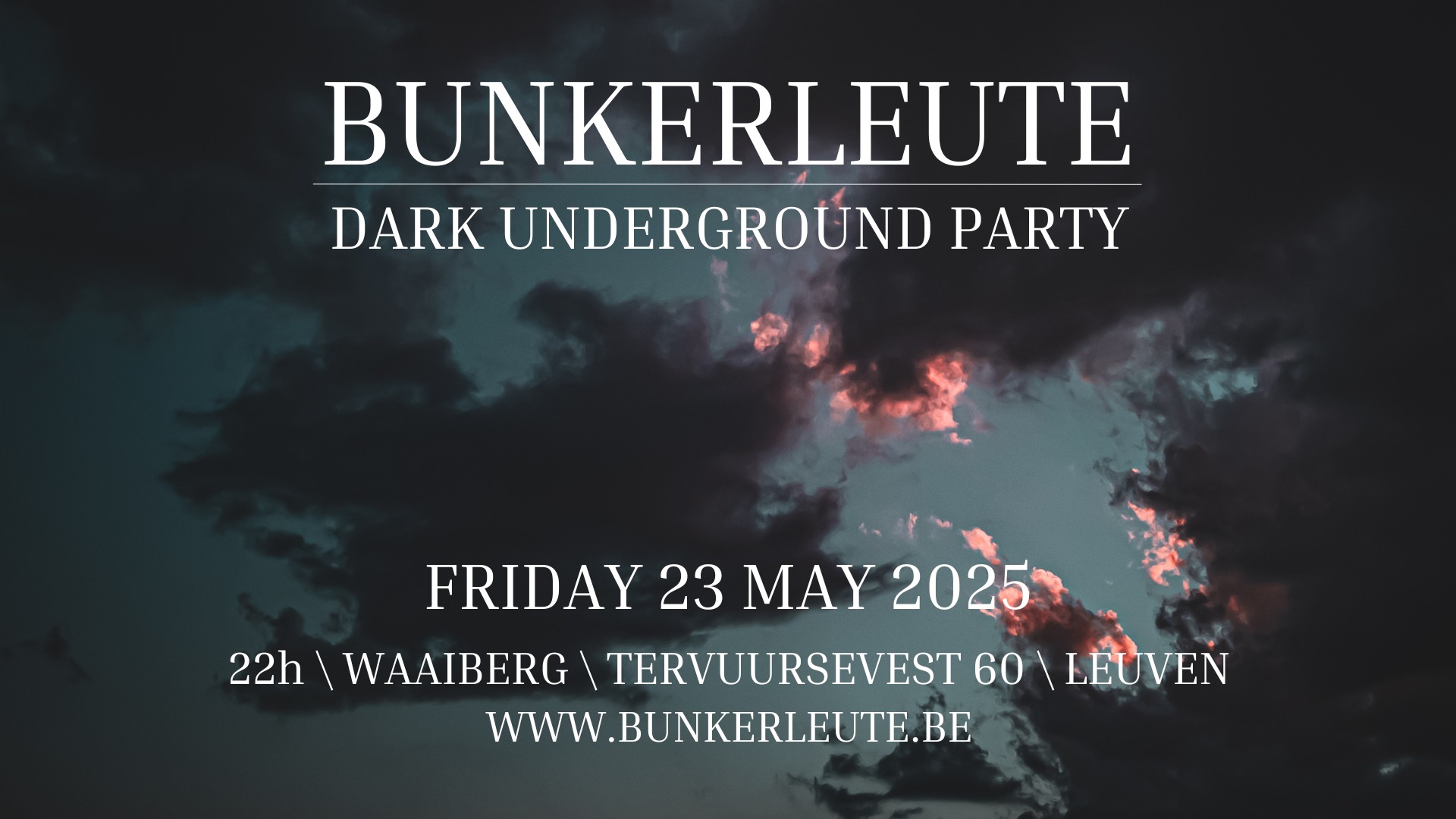flyer for upcoming goth party of bunkerleute in Leuven